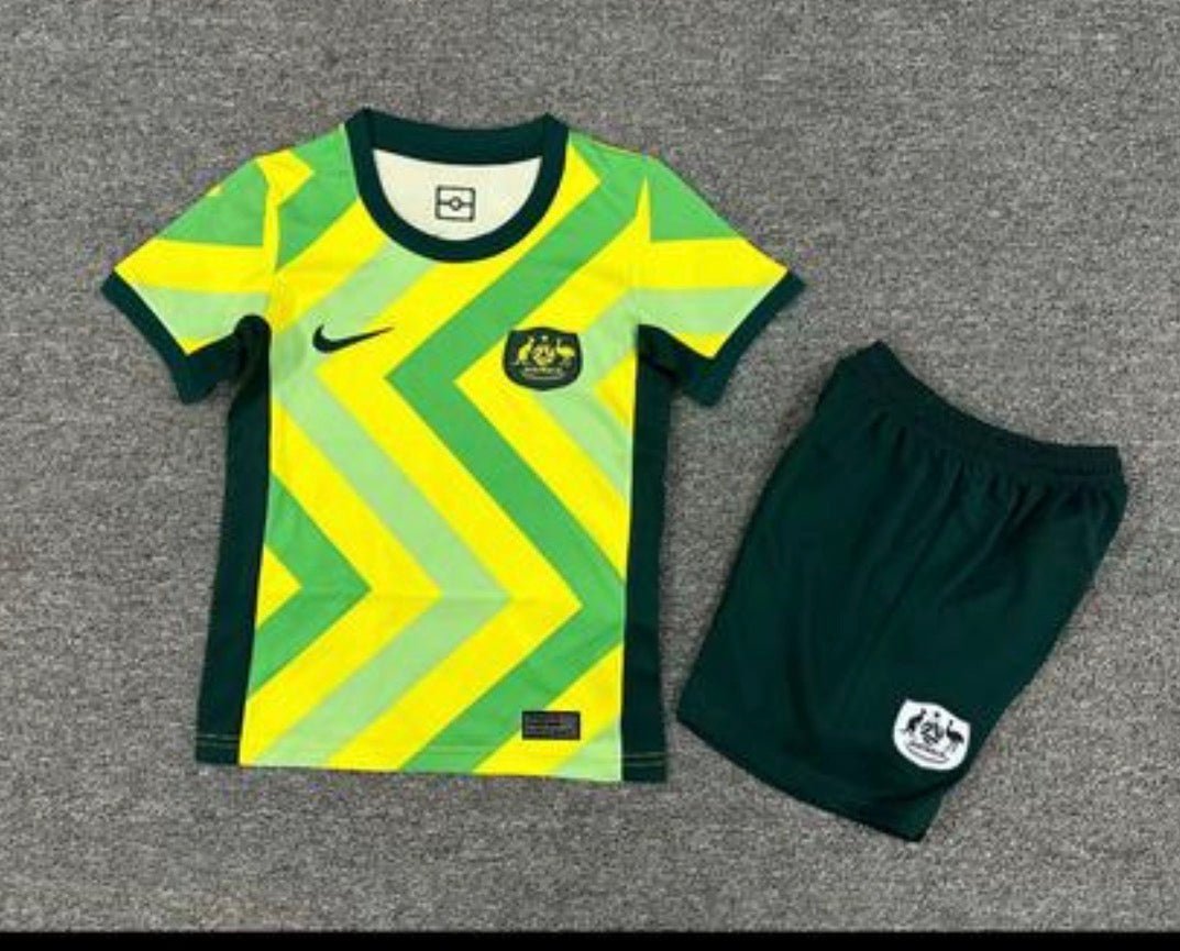 Australia 🇦🇺 2025 Kids Kit Set Home Jersey, Shorts & Socks. - World Cup Retro Soccer Shop