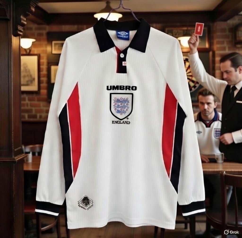 England 🏴󠁧󠁢󠁥󠁮󠁧󠁿 1998 World Cup “Long Sleeve” Home Jersey. - World Cup Retro Soccer Shop