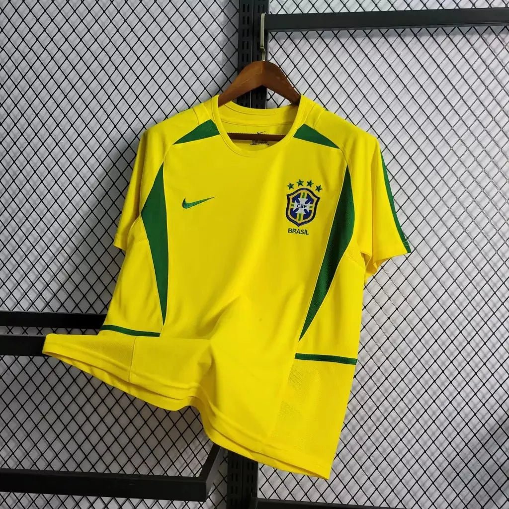 Brazil 🇧🇷 2002 World Cup “Champions” Home Jersey. - World Cup Retro Soccer Shop