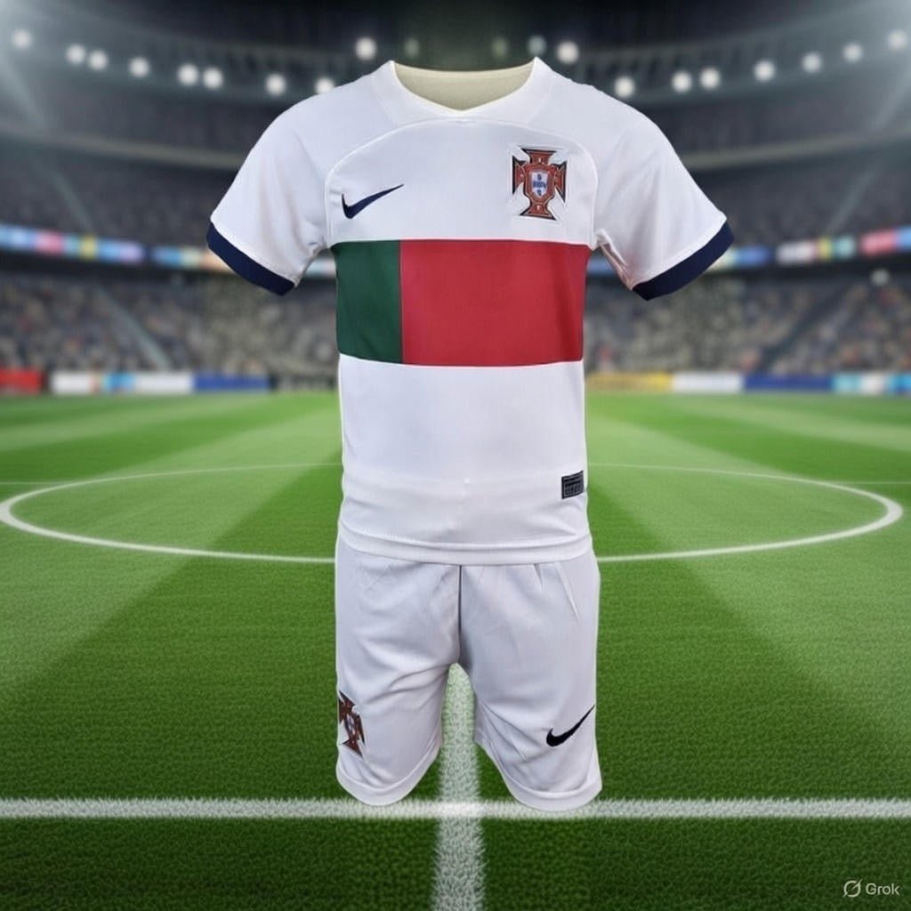 Portugal 🇵🇹 World Cup 2022 Kids Kit Set, Away Jersey Shorts & Socks. - World Cup Retro Soccer Shop