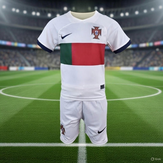 Portugal 🇵🇹 World Cup 2022 Kids Kit Set, Away Jersey Shorts & Socks. - World Cup Retro Soccer Shop