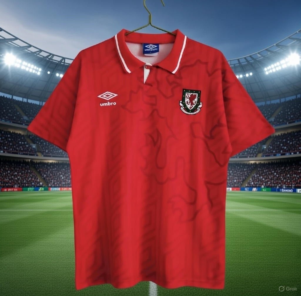 Wales 🏴󠁧󠁢󠁷󠁬󠁳󠁿 1993/94 Home Jersey. - World Cup Retro Soccer Shop