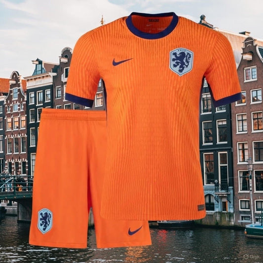 Netherlands 🇳🇱 Euro 2024 Kids Kit Set, Home Jersey Shorts & Socks. - World Cup Retro Soccer Shop