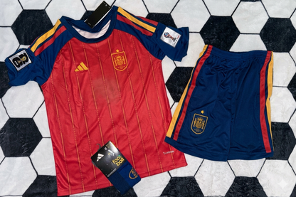 Spain 🇪🇸 2026 World Cup Kids Kit Set, Home Jersey Shorts & Socks.
