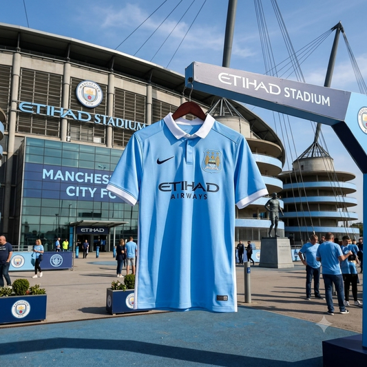 Manchester City FC 2015/16 Home Retro Jersey.