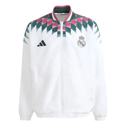 Real Madrid 26/27 all-weather long sleeve track jacket, made by World Cup Retro Soccer Shop, featuring team logo and design details.