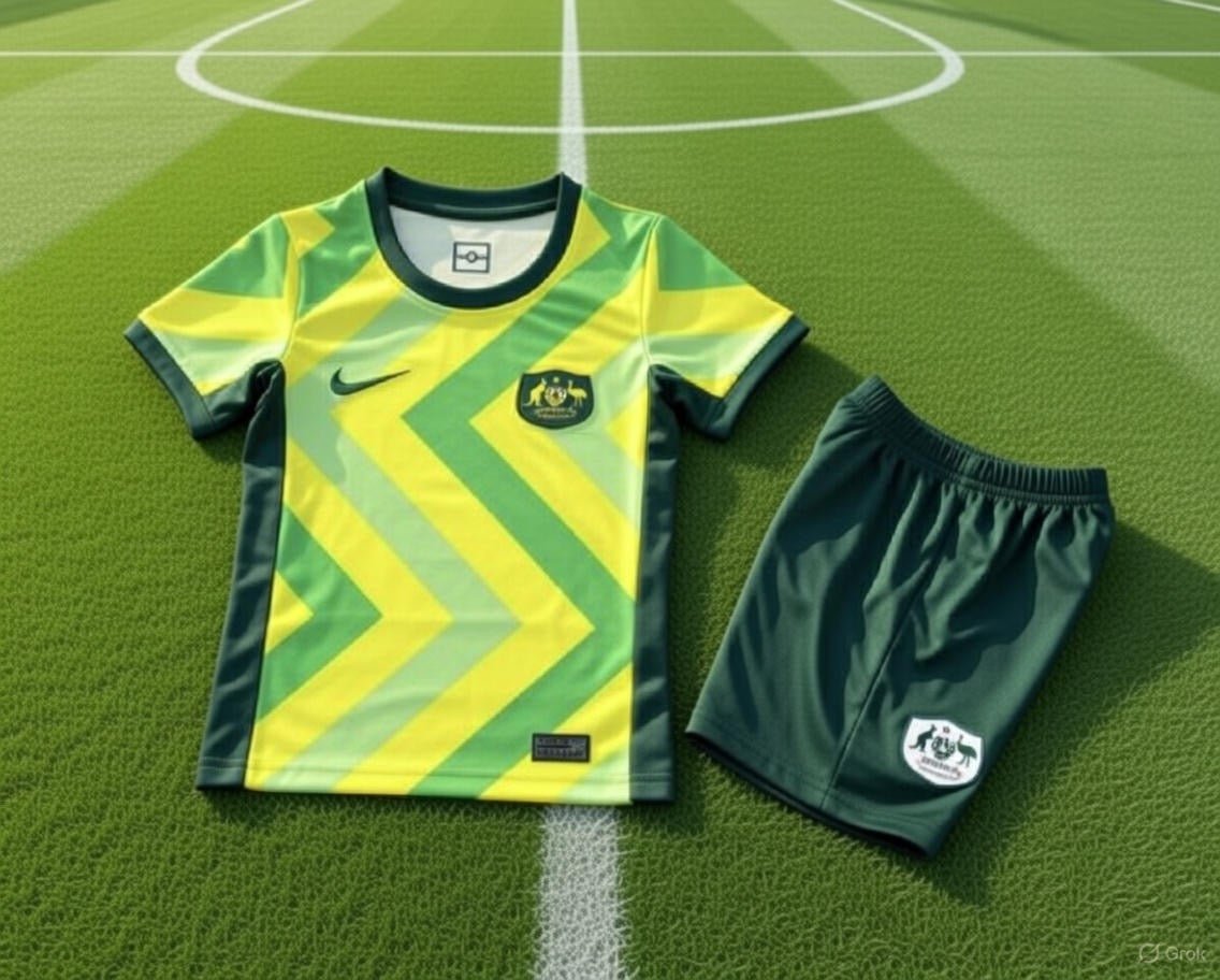 Australia 🇦🇺 2025 Kids Kit Set Home Jersey, Shorts & Socks. - World Cup Retro Soccer Shop