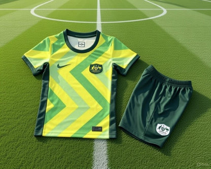 Australia 🇦🇺 2025 Kids Kit Set Home Jersey, Shorts & Socks. - World Cup Retro Soccer Shop