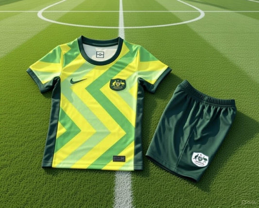 Australia 🇦🇺 2025 Kids Kit Set Home Jersey, Shorts & Socks. - World Cup Retro Soccer Shop