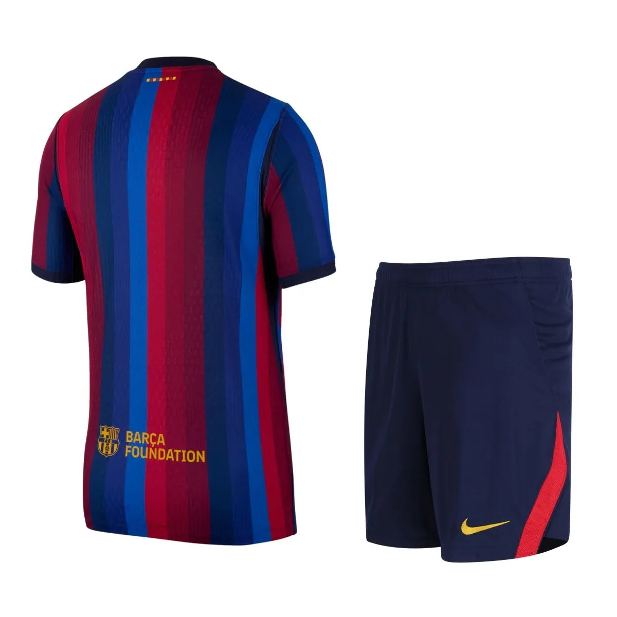Kids Barcelona 26/27 home kit set with short sleeve jersey, shorts, and socks from World Cup Retro Soccer Shop.